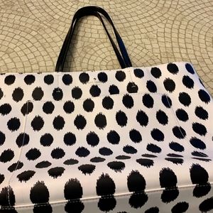 Kate Spade black polka dots on white leather purse